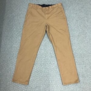 Across The Pond Pants Mens 36x30 Tan Khaki Chino Stretch Casual Flat Front Norm